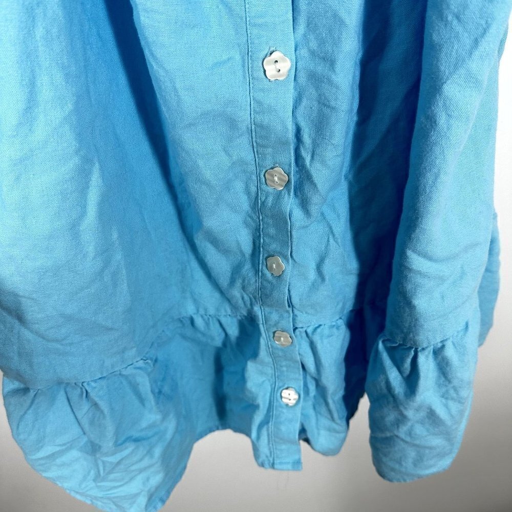* Stoney Clover Lane x Target Blue Ruffle Puff Sleeve Button Front Dress Size M - Picture 9 of 11